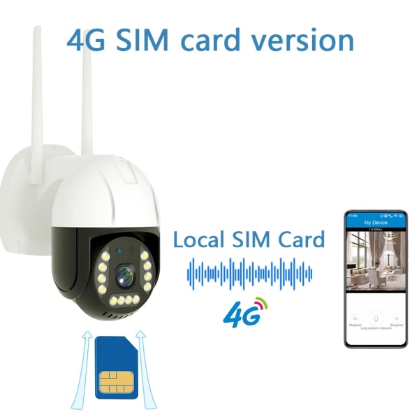 4G Simkortskamera Utomhusfabrik OEM 5MP Starlight V380 Pro Monitorkamera 4G Simkort LTE Säkerhet CCTV 4G CCTV PTZ IP-kamera AU Plug WiFi Cam Add 128GB