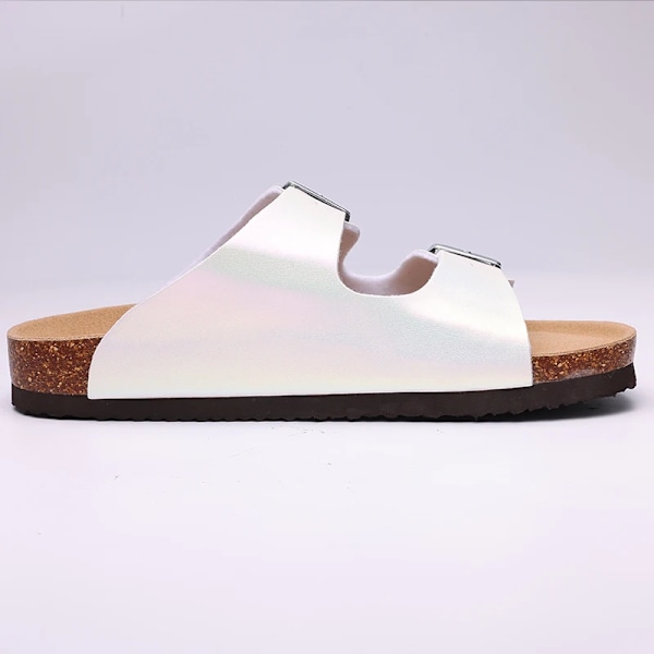 Goosecret Clogs Tofflor Kvinnor Utomhus Strand Skor Med Dubbel Spänne Kvinnlig Mode Gradient Kork Sandaler Komfort Casual Slider PU-Stone3 37(fit 22.5cm)