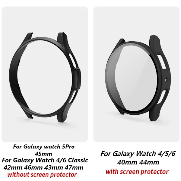 Case Band För Samsung Galaxy Watch 4/5/6 40Mm 44Mm Silikone Armband Skärmskydd Skärmskydd För Samsung Klocka 6 Classic 43Mm 47M Black Galaxy Watch 7 40mm