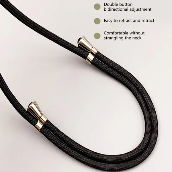 Crossbody Lanyard Halsband Strap Universal Mobiltelefon Justering Lång Hängande Rep Med Clip Anti-Lost Lanyard Black