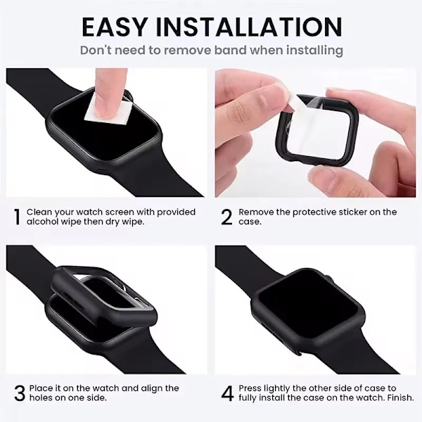 Hærdet glas til Apple Watch 9 8 7 6 5 SE Hård PC Stødpude Skærmbeskytter Fald Iwatch 45Mm 41Mm Mm 44Mm 40Mm 38 42Mm Black 45mm series 7 8 9