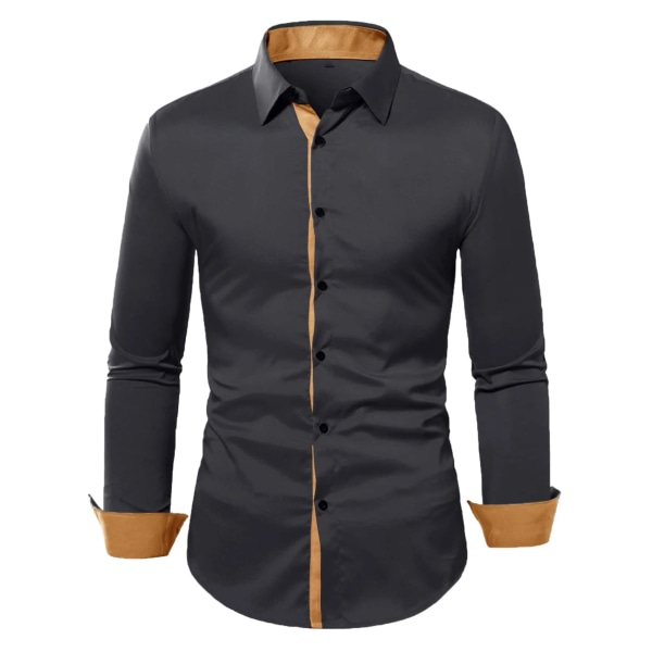 2023 Autumn Solid Herrskjorta Baggy långärmad knapp Hawaiiansk 100 % bomull Linneskjorta för män Blus Camisa Masculina Streetwear S95506082 XL