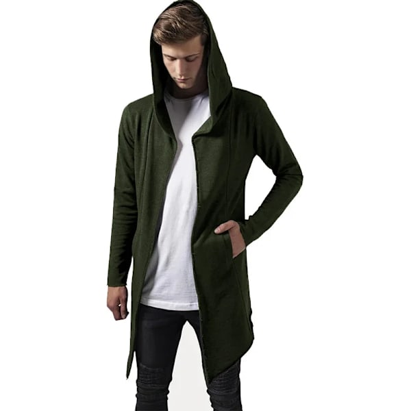 Herre Trench Unisex Casual Open Stitch Huvad Lang Mantel Cape Coat Hip Hop Mænd Solid Loose Trenchcoat Gå Lang Jakke Green S