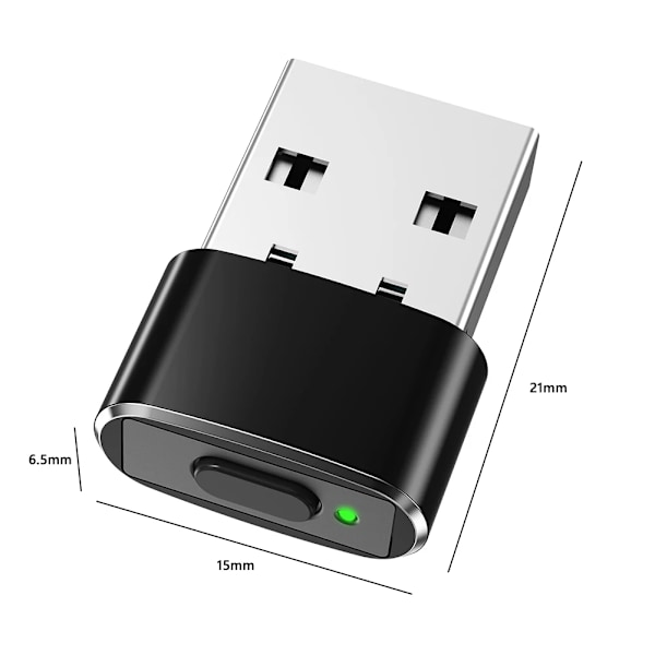 Mini USB-mus jiggler, der ikke kan detekteres, musbevæger med tænd/sluk-knapper, plug and play, holder computermusen vågen, pc-bevægelsessimulator M10 Black