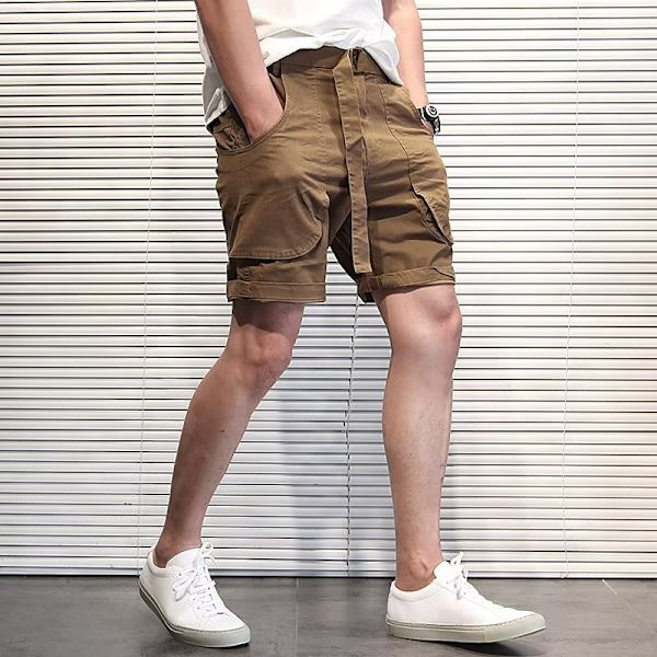 Miesten muotimerkki Viidennet housut Lat Overalls Kevät ja syksy Casual housut Harajuku Nuorten suosio Suora löysät shortsit Khaki M