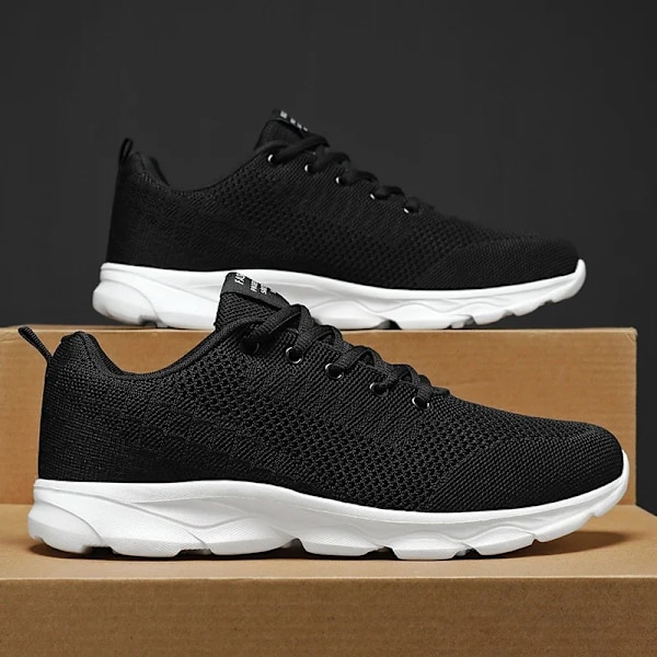 Nye Herresko Åndbar Funktion Casual Sneakers Sommer Hvid Løbesko Let Blød Sportsko Til Mand Stor Størrelse 35-45 black 37(23.5CM)