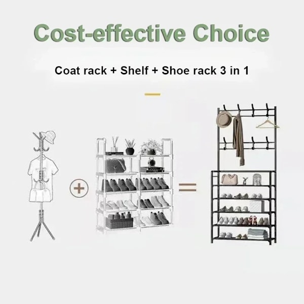 #Tøjstativ Multi-lags Skostativ Dørhængere Skostativ Frakke Stativ Opbevaring Tøj Indendørs Opbevaring Møbler Hat Hængere Hat holder 5 black