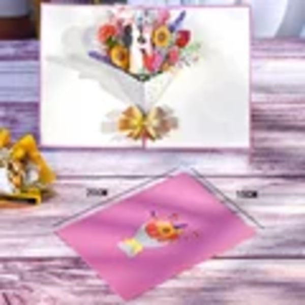 3D Pop Up Mors Dag Kort Gaver Blomsterbuket Hilsenkort Blomster til Mor Kone Fødselsdag Medfølelse God Bedring Mothers card