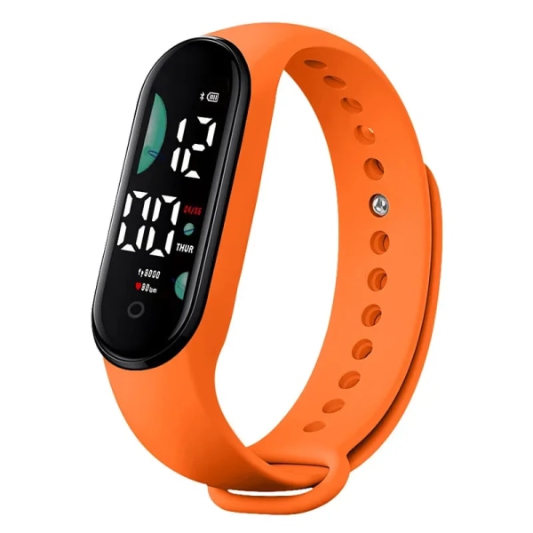 Watch Elektronisk LED Digital armbandsur för kvinnor Mode Casual Enkel Silikon Touch vattentät armbandsklocka 07 Orange