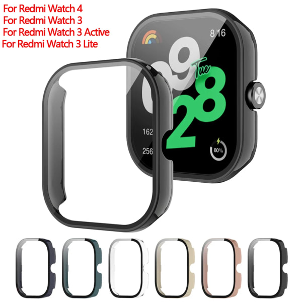 Fodral i härdat glas+ för Xiaomi Redmi Watch 4 PC cover Case för Xiaomi Redmi Watch 3 Active/Lite-tillbehör Black Redmi Watch 3 Active