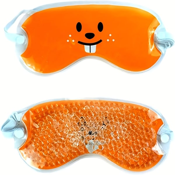 Återanvändbar gelögonmask för svullna ögon och avkoppling - söt tecknad design för bekväm sömn och avkoppling Orange