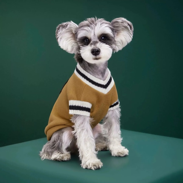 College Style Pet Dog Tröja Vinter varma hundkläder för små medelstora hundar Valp Kattväst Chihuahua Fransk Bulldog Yorkie Coat Khaki XL