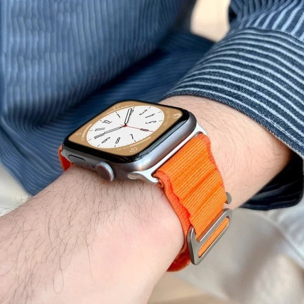 Alpine Loop Band För Apple Watch Rem 49mm 45mm 41mm 44mm 40mm 42mm 38mm Metall G-Hook Nylon Armband iWatch Ultra 9 5 SE 6 7 8 Orange Red 38mm 40mm 41mm