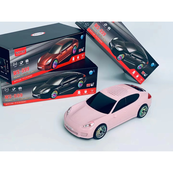 Eonko Panamera Bilformad Trådlös Blåtand Högtalare Ws-599 Med Tf Usb Fm Aux Handsfree Autodyne Led-Ljus pink WS-599 Speaker