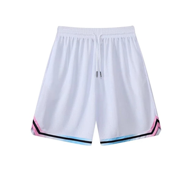 Basket Shorts Åndbar Sved Sport Løbeshorts Udendørs Sport Fitness Korte Bukser Løs Strand Shorts Med Lynlås Lomme 212 white 4XL