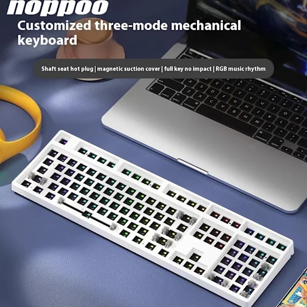 Noppoo F108 Mekanisk Tangentbordsspel Med Treläge Tangentbord 108 Tangenter Rgb Hot Swap Anpassa Pc-Spel Tillbehör Till Pc-Spelarer Kontorsgåva white