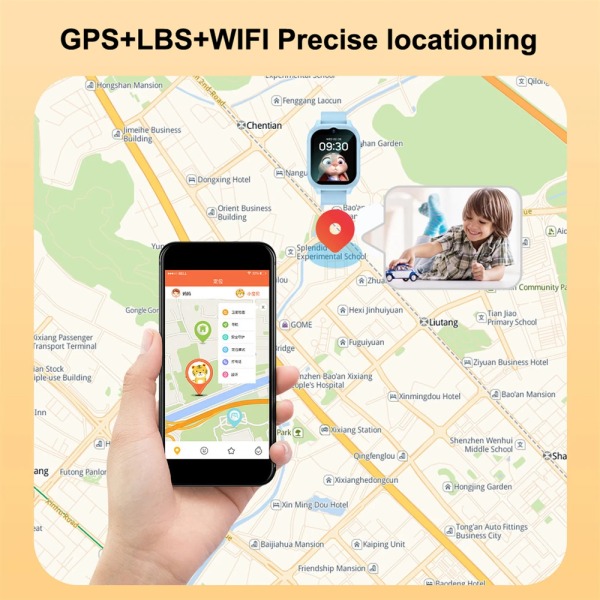 Barn Smart Watch Vattentät 4G Barn Smartwatch SIM-kort GPS LBS WIFI Plats Videosamtal SOS Armbandsur För Pojke Tjej Present Black