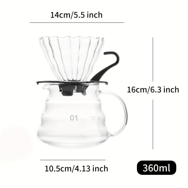1 st Pour Over-kaffebryggare Set, Droppande vattenkokare i glas & kaffedroppare, molnformad kaffekanna med droppare, Värmebeständig kaffekokare i glas