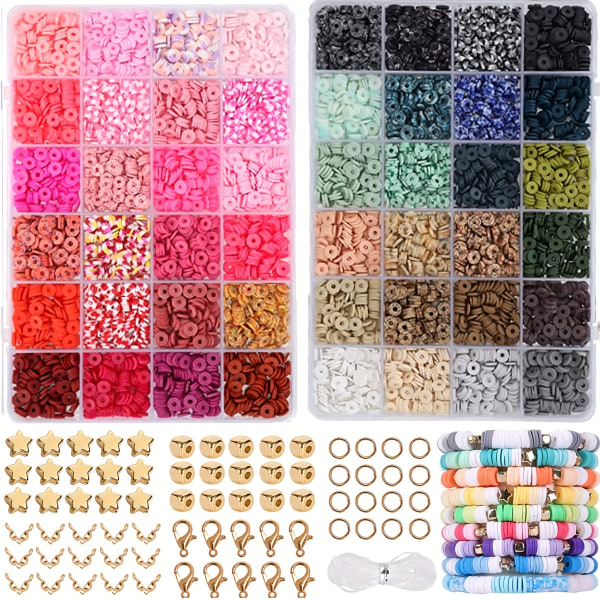 4800 st lerpärlor för att göra DIY-armband, 48 färger platta runda polymerlerpärlor, distanspärlor för födelsedagspresenter, DIY-material 4800pcs-d