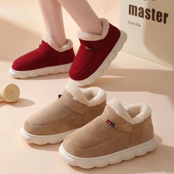 Kidmi Ny Vinter Päls Kvinnor Skor Varma Män Skor Utomhus Plush Skor Inomhushus Skor Antiskided Plattform Skor Hem Skor Brown A 40-41(fit39-40)