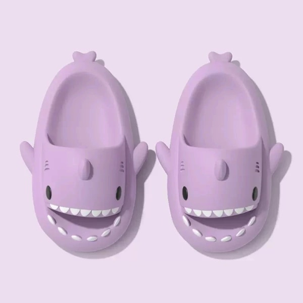 Sommer Kvinder Shark Slides Par Strand Havet Flip Flops Søde Børn Shark Tøfler Slippers Non-Slipp Mænd Indendørs Udendørs Sandaler Purple 34-35