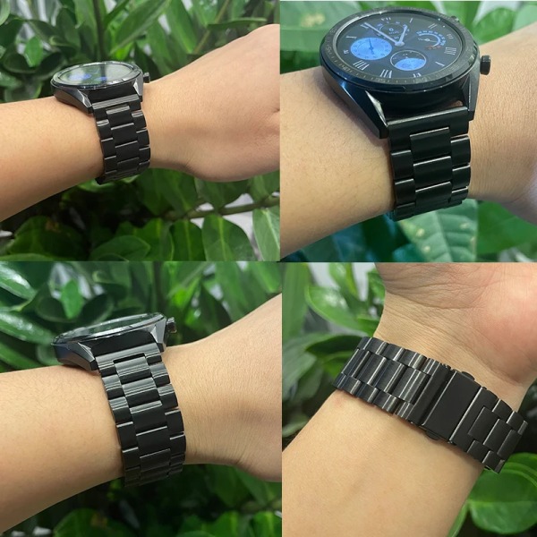 18 mm 22 mm 20 mm 24 mm band för Samsung Galaxy Watch 6 5 4 40 mm 44 mm 46 mm 5Pro 45 mm band i rostfritt stål för Amazfit Bip Huawei 4 Silver Blue 22mm