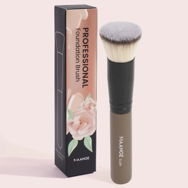 1 ST Foundation Makeup Brush Flat Concealer Pulver Blush Borste med Box Tät mjuk borste Skönhetsverktyg för kvinnor Gold