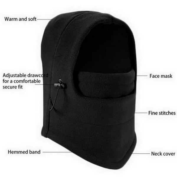 1 st vattentät thermal fleece balaclava hatt med luva halsvärmare vandringssjalar för vandring Blue 1PC