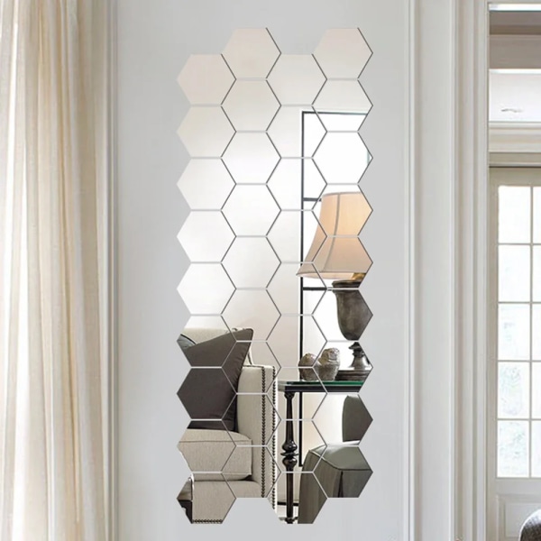 DIY 3D-spegel väggdekal Hexagon akryl DIY självhäftande spegelklistermärke Avtagbara konstväggdekaler för heminredning i sovrummet 12PCS Blue M 100x85x50mm