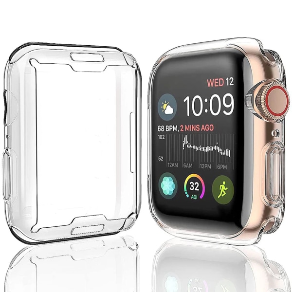 Genomskinligt case för Apple Watch 45 mm 41 mm 44 mm 40 mm skärmskydd cover TPU Bumper iWatch Series 8 7 SE 6 5 4 Tillbehör 2pcs 45mm