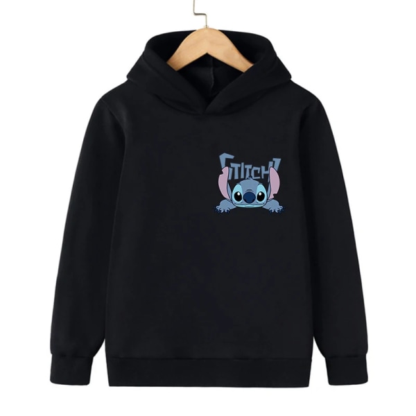 Tecknad Manga Rolig Anime Stitch Hoodie Barnkläder Barn Flicka Pojke Lilo and Stitch Sweatshirt Hoody Baby Casual Topp black943 150CM