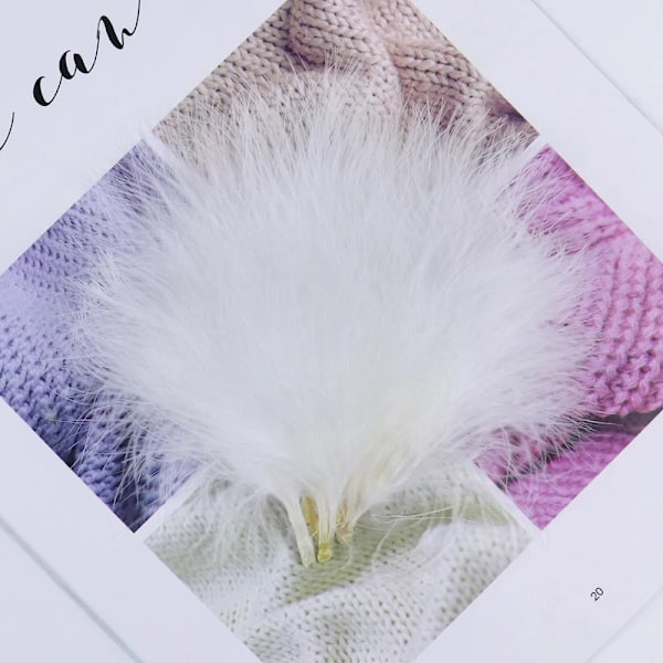 50/100 stk. Høj kvalitet Fluffy Tyrkefjer Bulk lyserød Marabou fjer DIY Bryllup Dekoration Fly Binding Materiale Håndværk 7-12cm White 100 per pack