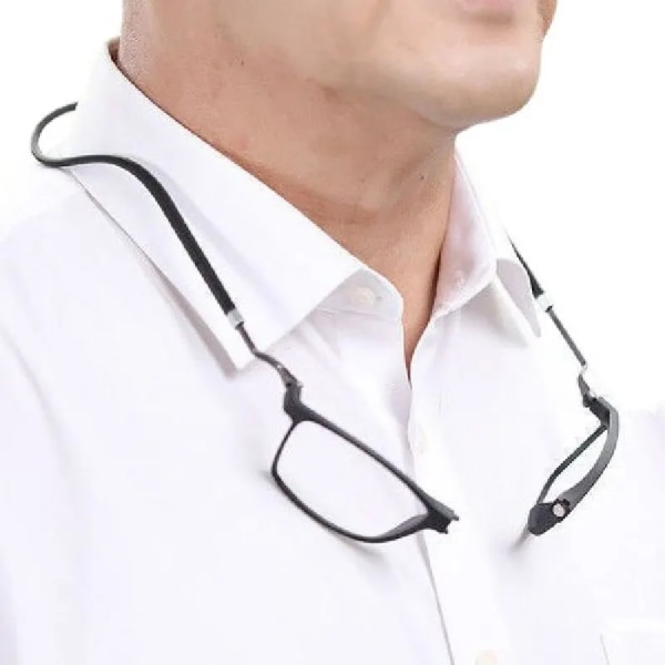 Magnetiska sugglasögon för ålderssynthet kan hänga runt halsen Lättviktsglasögon för äldre personer Anti-dropp presbyopiska glasögon present Black