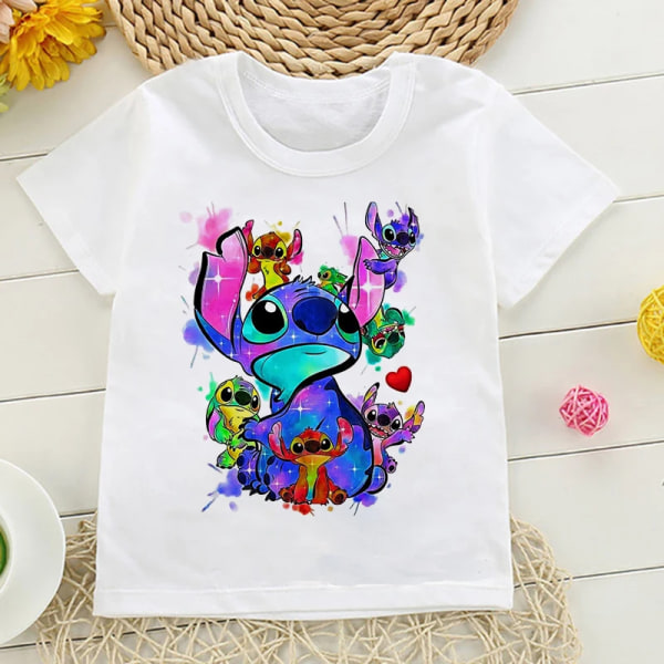 Kawaii 90-tal Lilo Stitch Rolig tecknad T-shirt Barn Barn Stitch Söt Manga T-shirt Y2k Grafisk T-shirt Tjej Pojke Topp Tees 59217 7T-8T(3XL)