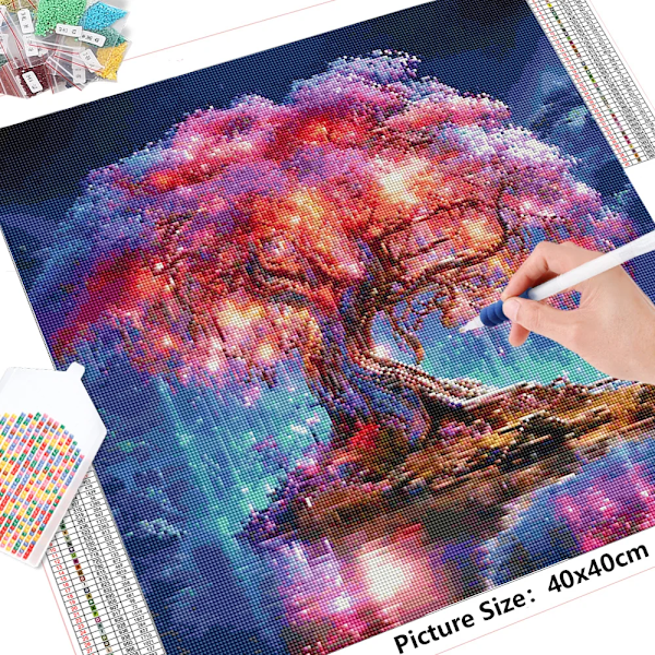 HUACAN Full Diamond Painting Tree Nyheter 2024 Diamond Mosaic Landscape Rhinestone Bilder Craft Kit 3142 Full Square 40X40cm