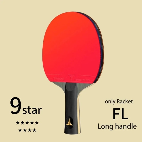 9-stjärnigt bordtennisracket Superior Sticky Gummi Kolblad Ping Pong Racket Professionell Pimples-in Pingpong Paddel 9 STAR FL