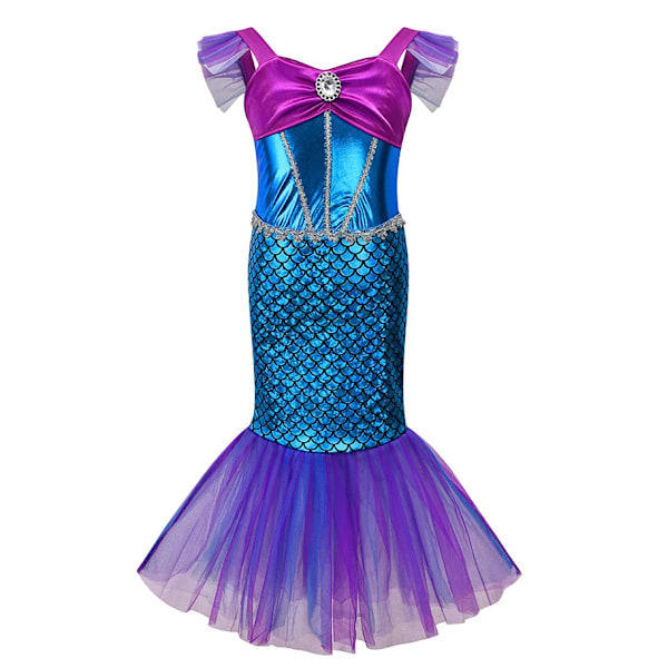 Lilla Sjöjungfru Princess Cosplay Sequin Bling Klänning För Flickor Födelsedagsfest Halloween Barn Kläder Kostyme DRESS 7 9-10T(150)