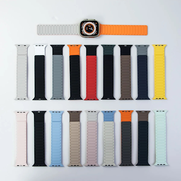 Magneettinen urheiluranneke Apple Watch Ultra 2:lle 49 mm 45 mm 44 mm 42 mm 38 40 41 mm Silikonihihna Iwatch-sarjalle Ultra 2 9 8 7 6 5 4. Gray Orange 42mm 44mm 45mm 49mm