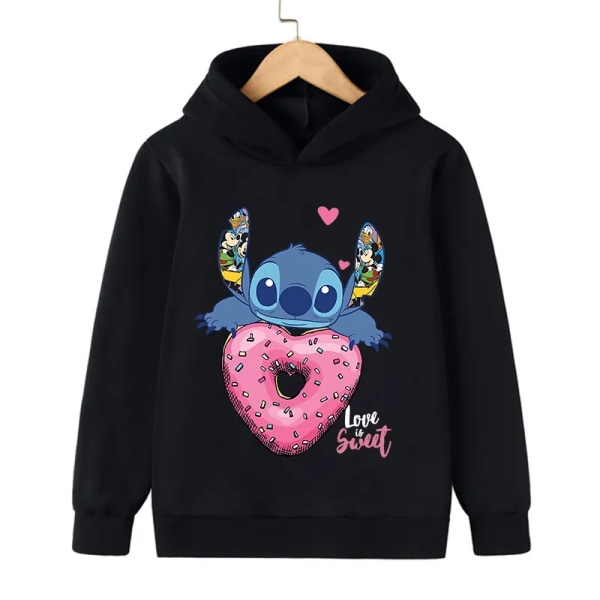 Y2k Anime Stitch Hoodie Barn Tecknade Kläder Barn Flicka Pojke Lilo and Stitch Sweatshirt Manga Hoody Baby Casual Topp black936 140CM