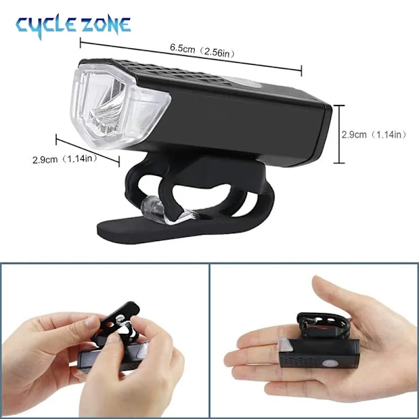 Mtb cykel forlygter Usb Led genopladelig vandtæt bjerg forlygte - cykellys 2255 White OPP