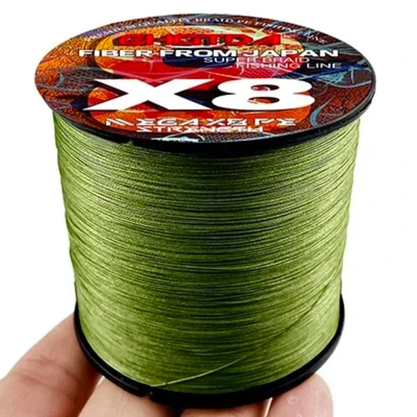 Super 8 Strands Vinter Isfiske Linje 500m PE Flätad Saltvatten Havsfiske 8.2-35.8KG Stark Resistent Väver 0.14mm-0.50mm ArmyGreen 0.16MM-22LB-10KG