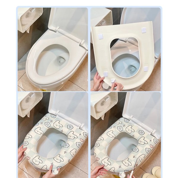 Härlig cover med handtag komplett set Kawaii vattentät toalettsitsmatta för heminredning Badrum Aceesories EVA WC-matta B