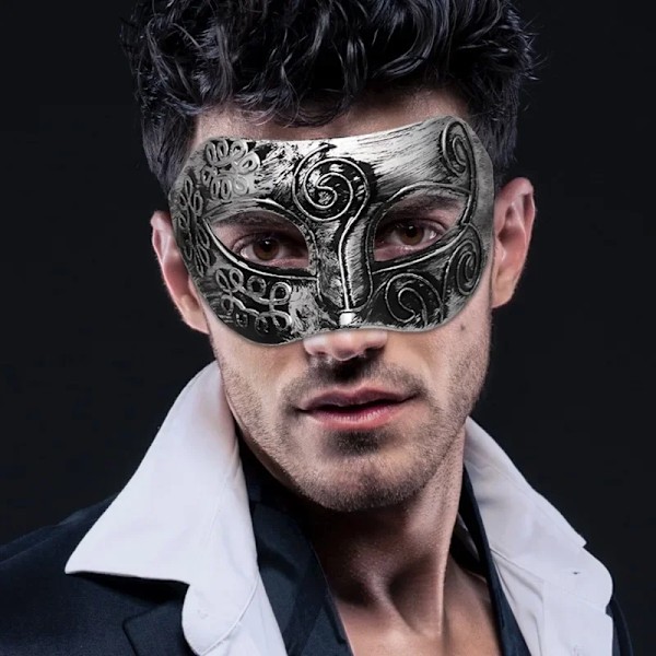 Retro Halloween-naamio Antiikkihopea Kulta Puoli Kasvonaamio Naisille Miehille Karnevaali Puku Masque Ball Pukujuhlat Rekvisiitta Cosplay Cosplaye Style 02 gold