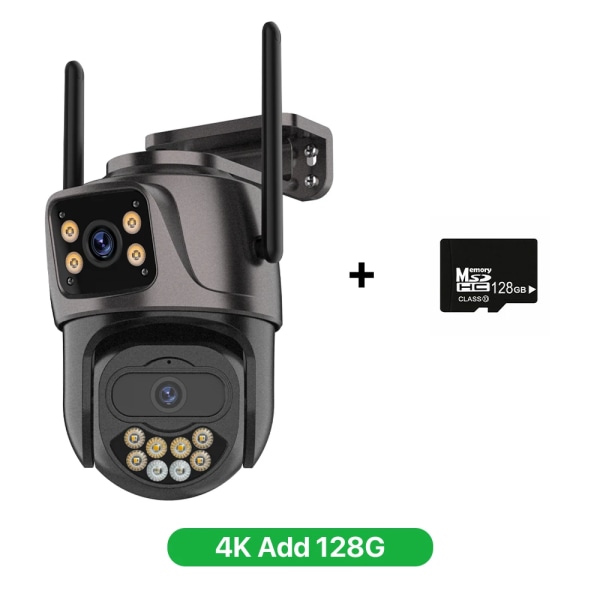 6K 9MP HD IP-kamera utomhus 8x zoom Dual Screen Extern WiFi-kamera 4K 8MP Säkerhet PTZ Cam Auto Tracking Surveillance iCSee US PLUG 4K Add 128G