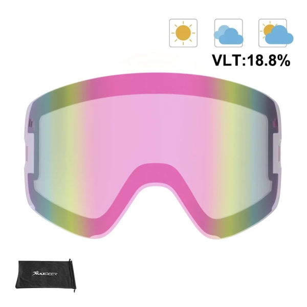 Skidglasögon Set Wide Vision Snowboardglasögon för män Kvinnor Skidglasögon Anti-dim UV400 Skydd OTG snöglasögon ZM030 Pink Lens