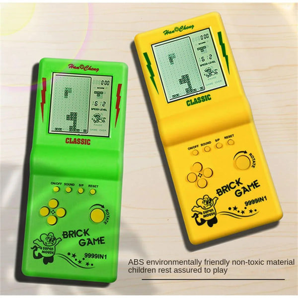 Classics Retro handhållna spelspelare för Tetris Console, stor skärm, nostalgisk fickspelsmaskin för barn, pusselleksaker 7080-green