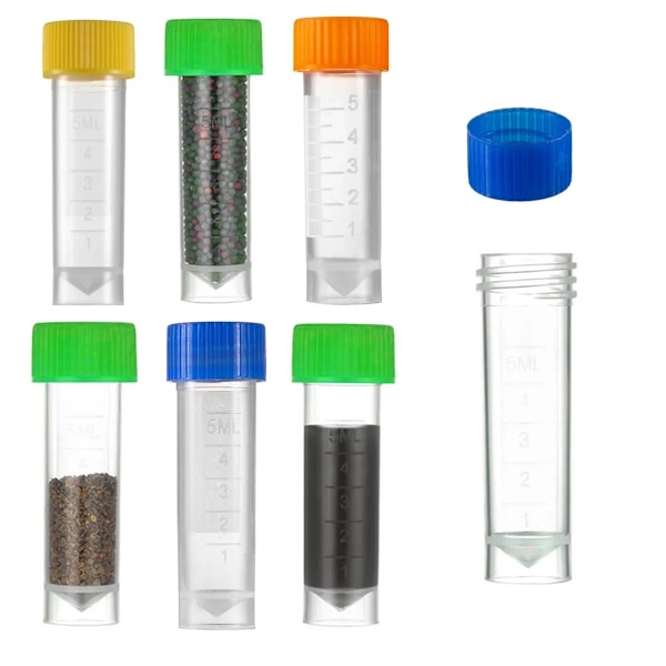 50/100 stk. Plastprøveglas, Prøvebeholdere, Pulverhåndværk, Skruelåg, Flasker til Kontor, Skole, Kemitilbehør, 1-10 ml 1ml white-100Pcs