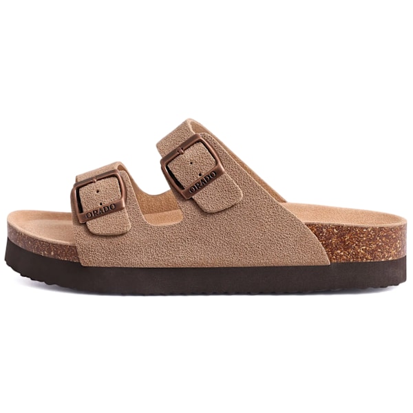 Smile Pop Cow Suede Män Clogs Tompa Kvinnor Suede Clogs Men Läder Mulor Cork Fotbädd Sandaler Med Arch Su Apport Beach Slides PVC-Apricot3 38(fit 23cm)