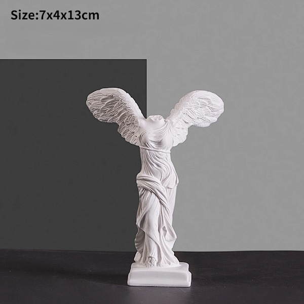 Græsk Sejrsgudinde Figur Statue Engel Vinge Kunstfigur Dekoration Hjem Kontor Dekor Dekoration Harpiks Skulptur Ornament WHITE