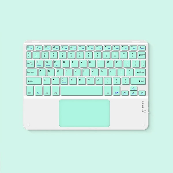 Trådløst tastatur med touchpad til iPad, Xiaomi, Samsung, Huawei, Android, iOS og Windows - Universal Bluetooth-tastatur - Multifunktionelt keyboard light green